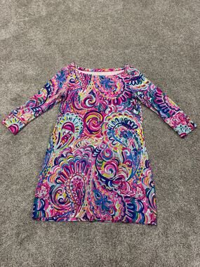 Lilly Pulitzer Pink, Blue & Yellow Paisley Midi Dress